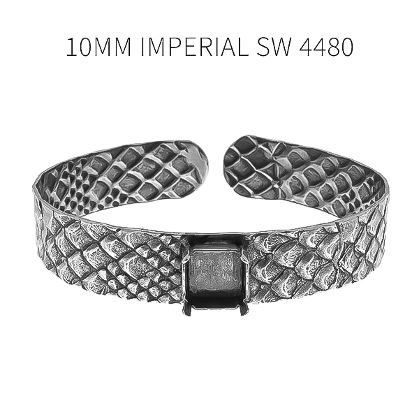 10mm Imperial stone setting Snake skin metal texture bangle bracelet base